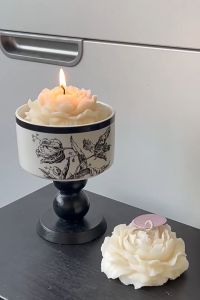 Mi.more Mangkuk Porselen Keramik Dengan Gagang Kayu | Gelas Pencuci Mulut | Perabotan Rumah | Gaya Tulip