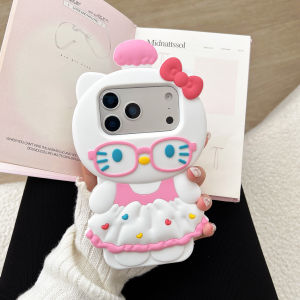 Sanrio | Kawaii 3D Cartoon Hello Kitty Soft Silicone Phone Case For iPhone 17 16 15 14 13 Pro Max 16 Plus 17 Pro 16 Pro Shockproof Cover