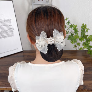 Black Butterfly Knot Hairpin Womens Professional Fine Net Hair Clip for Bank Hotel Nurse Air Stewardess Dining Work Bun