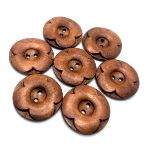 20PCS/Pack 30mm Retro Floral Shape 2 Hole DIY Wood Button For Clothing Scarf Sewing Accessories Wooden Crafts CJCYNK339
