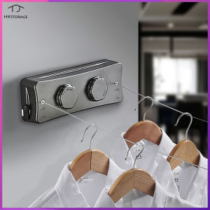 HKStorage Telescopic clothesline mà không cần đấm trong nhà clothesline treo và sấy khô hai dòng vô hình co ngót clothesline dây thép ban công
