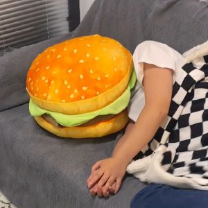Burger Pillow Cushion-Fun Gift Office Chair Pad Cheeseburger Pillow Hamburger Plushie Pillow Toys Gift For Kids