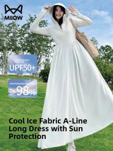 miiow | Cat Woman Ice Silk Long Lightweight Outdoor Travel UV Protection Clothing Breathable Summer Outfit Polyester Spandex Blend