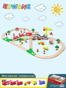 EDWONE | Magnetic Wooden Track Train Assembly Toy for 3-8 Years Children