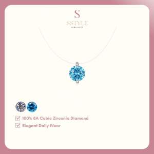 SSTYLE💎海蓝宝人鱼之泪Aura high grade cubic zirconia mermaid diamond s925 sterling silver necklace sea blue ocean design lantai