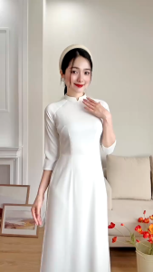 [Vai Bồng] Áo dài trắng học sinh 2 tà tay lỡ chất lụa mỹ cao cấp không nộ nội y_HT ÁO DÀI HÀ THÀNH