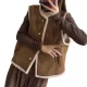 2024 Autumn Winter Sleeveless Shoulder Vest Women's Tweed Style Cropped Petite Horse Clip Suit Coat Backless Vest. 