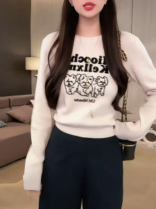 Áo Len Dệt Kim in Hình Chú Chó Dễ Thương Mandragora Của Ficinarum Dành Cho Nữ Thời Trang Thu Đông Thường Ngày Cotton Dài Tay Cổ Tròn