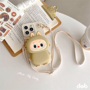 Cute Monster Phone Case with Lanyard Crossbody Huawei Pura70 Honor 100 Earphone Bag Protective Silicone Shell Anti-fall Eco-friendly