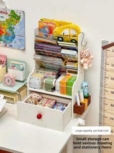 Childrens Bookshelf Student Desk Organizer Slanted Insert Book Storage Rack Irregular Shape Modern Simple Style Home Library