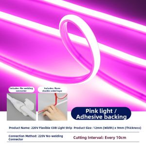 YUANMUXUAN | Waterproof Ambient Pink Purple LED Strip Light 220V