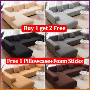 1/2/3/4 Seat Soild Color Sofa Cover Modern Sofa Slipcover Washable Armless Stretchable I Shape L Type Sala Set Cover Furniture Protector