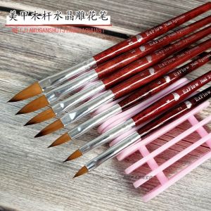 Tiktok Nail Red Wood Rod round Head Crystal Pen Nail Carving Brush Nail Phototherapy Carving Glue Special Brush