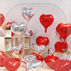 18 Inches Star Heart Shaped Foil Balloons Red Heart Shape Aluminum Foil Balloon Romantic Floating Balloons Mylar Helium Ballons For Valentine Day Birthday Engagement Wedding Party Decoration Supplies