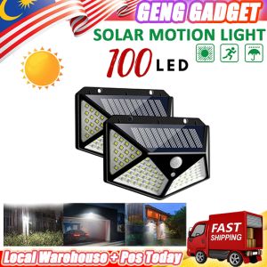 100 LED Solar Light PIR Motion Sensor Wall Light Courtyard Light