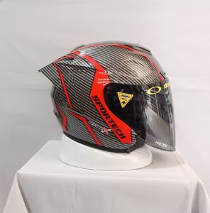 HELM SEV RED CARBON PAKET GANTENG TERBARU KEKINIAN GRATIS STIKER