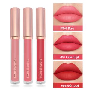 Bộ Son Bóng Lì Velvet Matte 3 Cây Dưỡng Ẩm Lâu Trôi Không Dính Màu Đỏ Chống Nước Trang Điểm Dưỡng Môi Son Môi Lỏng
