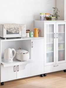 Modern Minimalist Sideboard Storage Cabinet Kitchen Cupboard Microwave Oven Movable Tea Cabinet Storage Cabinet Oven Storage Cabinet