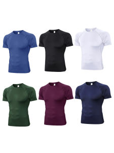 Áo Tập Thể Dục Nam Tay Ngắn Thoáng Khí Co Giãn Cao Áo Tập Thể Dục Chạy Bộ Bóng Đá Tập Luyện Cơ Nhanh Khô Quần Áo Thể Thao