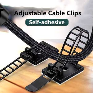 5/10Pcs Adjustable Cable Winder USB Cable Organizer Self Adhesive Cable Clips for Car Home Wire Bobbin Winder