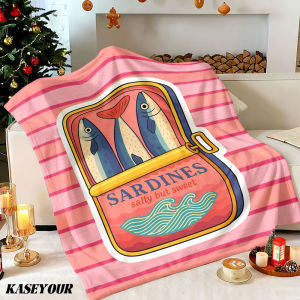 Beast Kingdom | Pink striped sardine Winter Summer Flannel Blanket Throw Fleece Soft Fuzzy Plush Cozy Fleece Blankets for Sofa Ideal Gifts