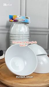 Cetakan Nasi Bulat 9 cm Melamin & Mangkok Nasi Putih 9 cm