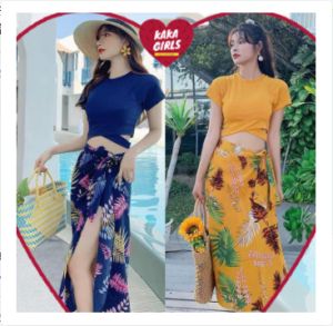 ชุดว่ายน้ำหญิง ทูพีส สวยเก๋ เกรดพรีเมียม ลายดอกทานตะวัน