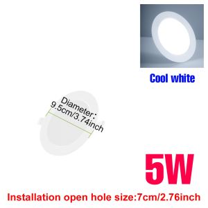 LED Ceiling Lamp Recessed Round Downlight AC220V Spotlight No Flicker Cold White 5W 10W 15W 20W 25W For Home Living Room Kitchen