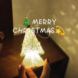 Shiny Glass Christmas Tree Decoration Emitting Light Tabletop Ornament Gift for Girlfriend Festive Decorations And Gifts