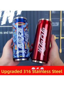 Creative Stainless Steel Thermal Mug Large Capacity Straw Insulated Can-shaped