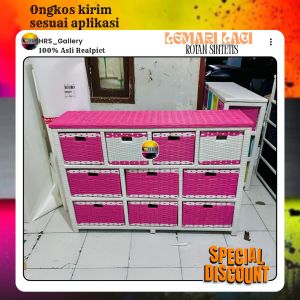 (Ready stok) Lemari Rotan Sintetis meja tv lemari plastik susun termurah