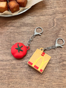 Tomato McDonalds Bag Compatible Apple AirTag Locator Silicone Protective Cover Keychain Airtags Soft Digital Accessories