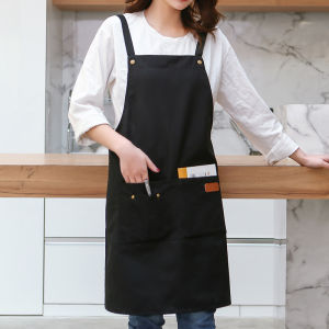 ร้านดอกไม้ร้านชานมบาริสต้าทำเล็บร้านอาหารผ้ากันเปื้อนผ้าใบแฟชั่นสไตล์เกาหลีพิมพ์โลโก้ชุดทำงานห้องครัวสำหรับทั้งผู้ชายและผู้หญิง