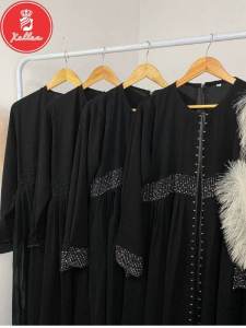 Abaya Hitam Mewah Jumbo Gamis Abaya Arab Lebaran Kondangan Dubai 482 Fashion Muslim Wanita - XELLEA