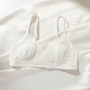 Comfortable Lace French Style Triangle Cup Bra for Women Ultra-Thin Summer Bra with Rabbit Ear Design Perfect for Young Adults