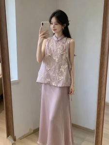 QINGMUZI | Slimming Elegant Chinese Style Sleeveless Purple Dress
