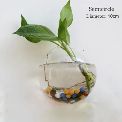 Semi-Circle Wall Vase - Glass Hydroponic Planter & Terrarium Container | Hanging Fish Tank Aquarium Nordic Home Decor