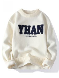 ROMON | Romon Mens Knitted Sweater Casual Loose Round Neck Thickened Warm Trendy Teenager Winter Long Sleeve Polyester Blend Shirt