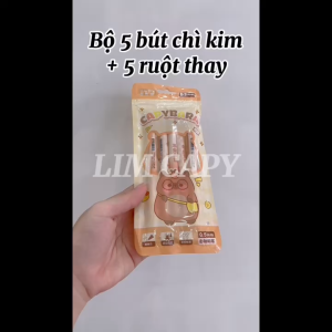 Bô 5 Bút Chì Kim Capybara 0.5mm + 5 Ruột Thay – Có Tẩy Đuôi Bút Thiết Kế Dễ Thương LIM CAPY