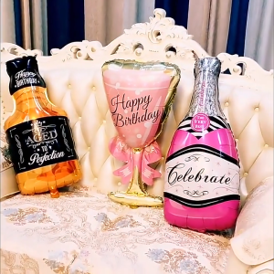 Balon Foil JUMBO dan BULAT Beer Whiskey Wine Gelas Cheers / Balon Botol Beer Pesta Ulang Tahun / Champagne Alcohol Party untuk Acara Pesta Ulang Tahun Dewasa
