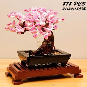 ปริศนาต้นไม้บอนไซดอกซากุระใส่บล็อกตัวต่อสําหรับเด็กชายและเด็กหญิงของขวัญโรแมนติกสําหรับวันวาเลนไทน์
