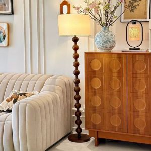 KAIPAQI | Retro American Style Freestanding Floor Lamp Walnut Wooden