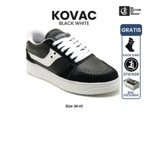 INDETION INWARD - Wino black white Sepatu Sneakers Kuliah Pria Casual Kulit Kerja Premium