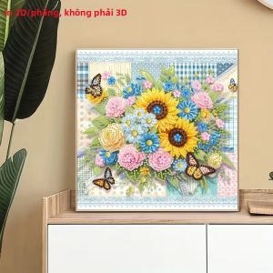 1 Tranh Gắn Đá 2D Vải Bố Phẳng Họa Tiết Hoa Bướm Không Khung Hình Tròn & Hình Dạng Đặc Biệt Kim Cương Để Trang Trí Nhà Cửa Hoặc Làm Quà Tặng