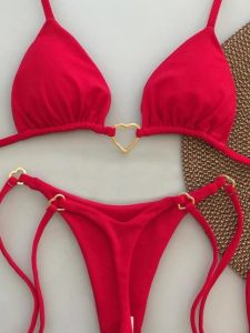 Bộ Đồ Bơi Hai Mảnh Cổ Treo Trái Tim Dành Cho Nữ Bộ Đồ Bơi Hai Mảnh Ngắn Tay Mùa Xuân 2025 Bộ Đồ Thể Thao Thường Ngày