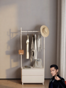 OUQI | Modern Simple Movable Clothes Rack with Drawer Storage