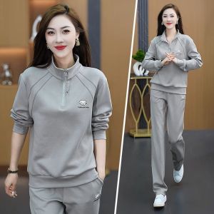2pcs Autumn Set of Womens Clothing New Style High-end Fashionable Western-style Casual Thin Hoodie A Complete Set for Early Autumn Wear