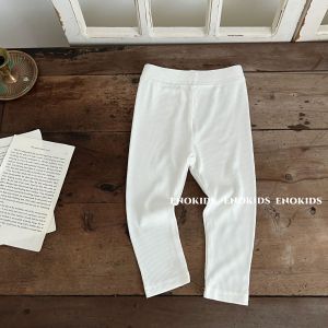 Spring 25 Cotton Elastic Stripe Solid Color Childrens Long Pants Boys Girls 1-8 Years Old Slim Fit Base Layer Pants