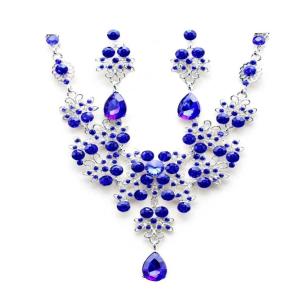 Green Tear Drop Necklace Earring Set Clavicle Chain Luxury Party High-End Jewelry Accessories Womens Evening Gown