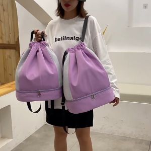 Balo dây rút thể thao đa năng chống thấm nước sức chứa lớn thiết kế thời trang có ngăn để giày riêng biệt